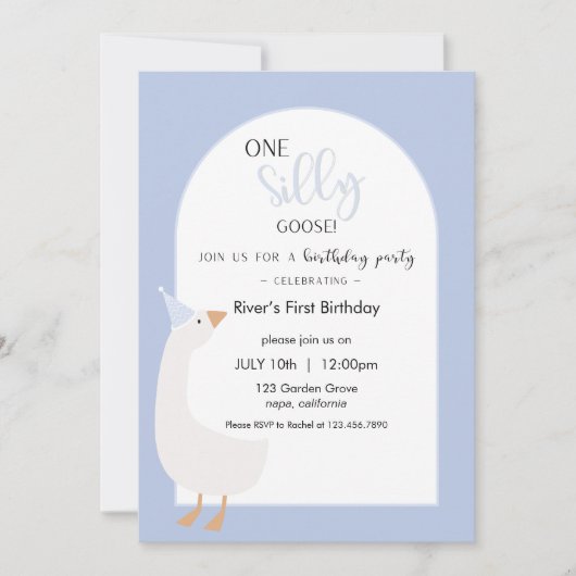 One Silly Goose First Birthday Invitation 招待状 (正面)