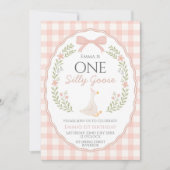 One Silly Goose First Birthday Invitation, Editabl 招待状 (正面)