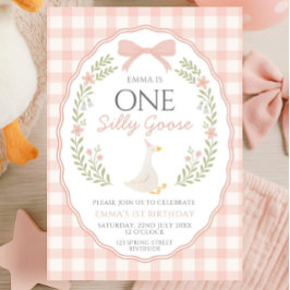 One Silly Goose First Birthday Invitation, Editabl 招待状