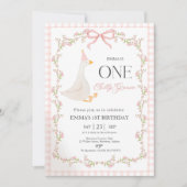 One Silly Goose First Birthday Invitation, Elegant 招待状 (正面)