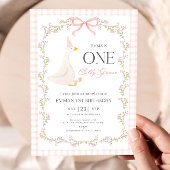 One Silly Goose First Birthday Invitation, Elegant 招待状
