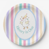 One Silly Goose First Birthday Paper Plate. ペーパープレート (正面)