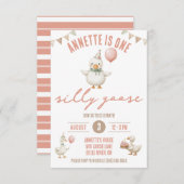 One Silly Goose, First Birthday Party 招待状 (正面/裏面)