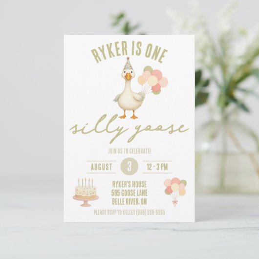 One Silly Goose, First Birthday Party 招待状 (スタンド正面)