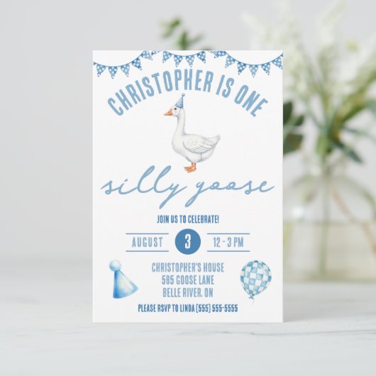 One Silly Goose, First Birthday Party 招待状 (スタンド正面)
