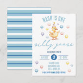 One Silly Goose, First Birthday Party 招待状 (正面/裏面)
