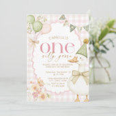 One Silly Goose First Girl Birthday Invitation 招待状 (スタンド正面)