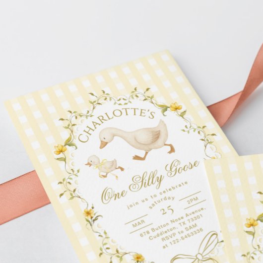 One Silly Goose Gender neutral 1st Birthday 招待状