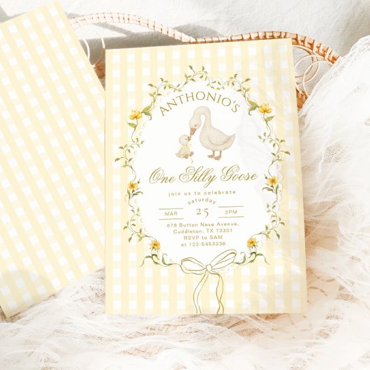 One Silly Goose Gender neutral  1st Birthday 招待状