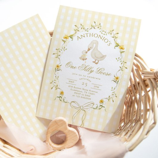 One Silly Goose Gender neutral 1st Birthday 招待状