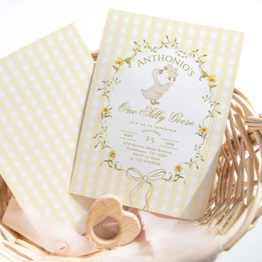 One Silly Goose Gender neutral  1st Birthday 招待状