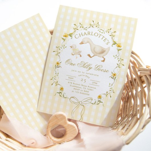 One Silly Goose Gender neutral 1st Birthday 招待状