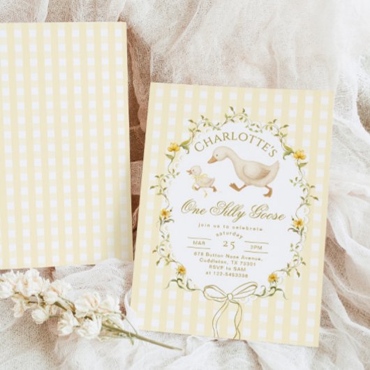 One Silly Goose Gender neutral 1st Birthday 招待状