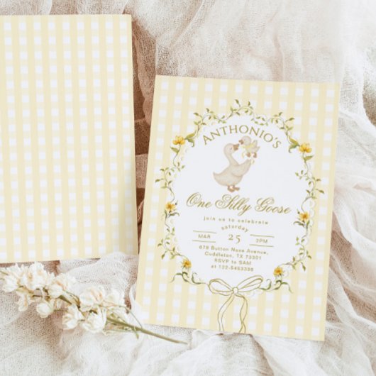 One Silly Goose Gender neutral  1st Birthday 招待状