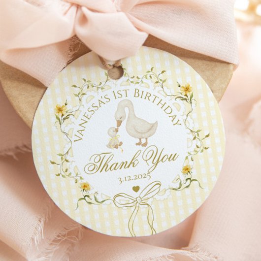 One Silly Goose Gender neutral Gingham Thank you フェイバータグ