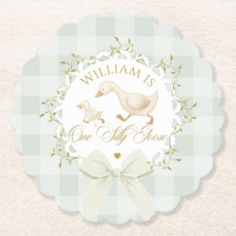 One Silly Goose Gender neutral Sage Birthday ペーパーコースター