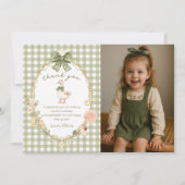 One Silly Goose Gingham Birthday Photo サンキューカード (正面)