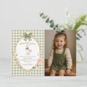 One Silly Goose Gingham Birthday Photo サンキューカード (スタンド正面)