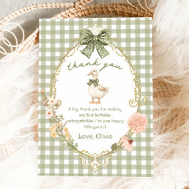 One Silly Goose Gingham Birthday Thank You Card サンキューカード