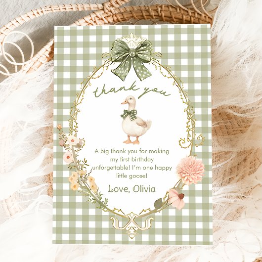 One Silly Goose Gingham Birthday Thank You Card サンキューカード