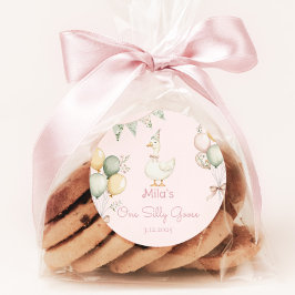 One Silly Goose Girl 1st Birthday ラウンドシール