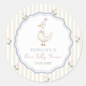 One Silly Goose Girl 1st Birthday  ラウンドシール (正面)