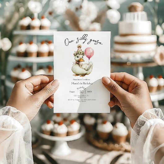 One Silly Goose Girl 1st Birthday  招待状