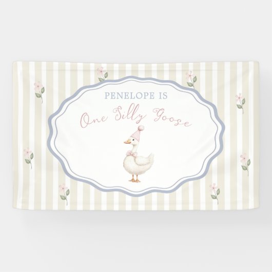 One Silly Goose Girl 1st Birthday 横断幕 (横)