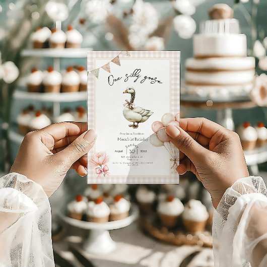 One Silly Goose Girl 1st Birthday  Invitation 招待状