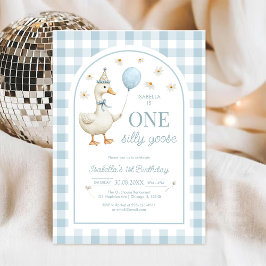 One Silly Goose Girl 1st Birthday Party Invitation 招待状