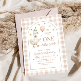 One Silly Goose Girl 1st Birthday Party Invitation 招待状