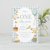One Silly Goose Girl 1st Birthday Party Invitation 招待状 (スタンド正面)