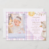 One Silly Goose Girl 1st Birthday Party Photo 招待状 (正面)