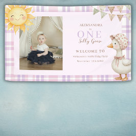 One Silly Goose Girl 1st Birthday Photo Welcome  横断幕