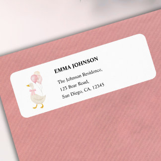 One Silly Goose Girl 1st Birthday Return Address ラベル