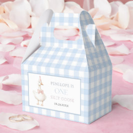  One Silly Goose Girls 1st Birthday Blue Gingham フェイバーボックス