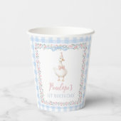   One Silly Goose Girls 1st Birthday Blue Gingham 紙コップ (裏面)