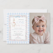 One Silly Goose Girls 1st Birthday photo 招待状 (正面)