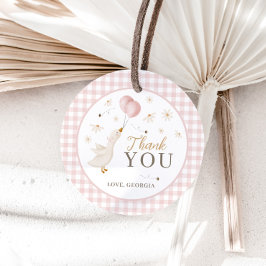 One Silly Goose Girls 1st Birthday Pink Gingham フェイバータグ