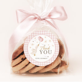 One Silly Goose Girls 1st Birthday Pink Gingham ラウンドシール