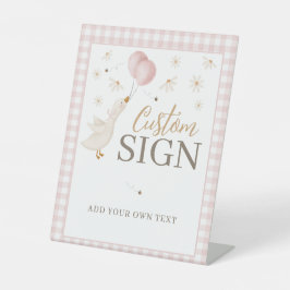 One Silly Goose Girls 1st Birthday Pink Gingham 台座サイン