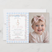 One Silly Goose Girls 2nd  Birthday Photo 招待状 (正面)