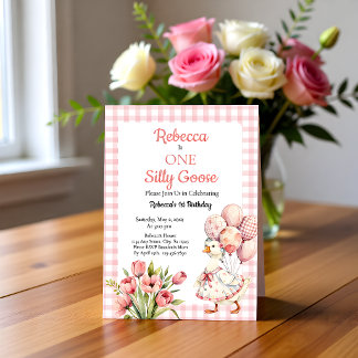 One Silly Goose Girl's First Birthday 招待状