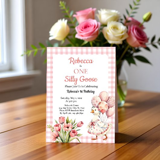 One Silly Goose Girl's First Birthday 招待状