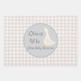 One Silly Goose Gray Girl's Birthday Party ラッピングペーパーシート