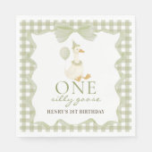 One Silly Goose Green 1st Birthday Paper Napkin スタンダードランチョンナプキン (正面)