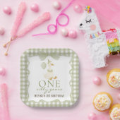  One Silly Goose Green 1st Birthday Paper Plate ペーパープレート (パーティー)