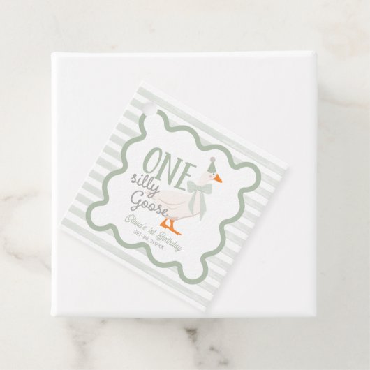 One Silly Goose Green Bow 1st Birthday フェイバータグ (インサイチュ)
