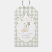 One Silly Goose Green Bow First Birthday ギフトタグ (正面)