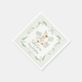One Silly Goose Green Bow Floral 1st Birthday スタンダードカクテルナプキン (角)